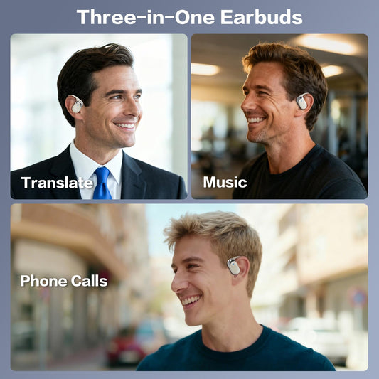 AI Translation Earbuds Real Time, 144 Language Translator Ear buds, Audifonos Traductores Inglés Español, 3-in-1 Translating Wireless Earphones Bluetooth Headphones for Travel Learning Business