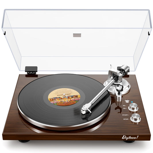Belt Drive Turntable for Vinyl Record Player,Connect with Bluetooth Speakers or Active Speaker,Built-in Phono Pre-amp,USB Digital Output, Magnetic Cartridge,High-Gloss Wood Design(Brown)